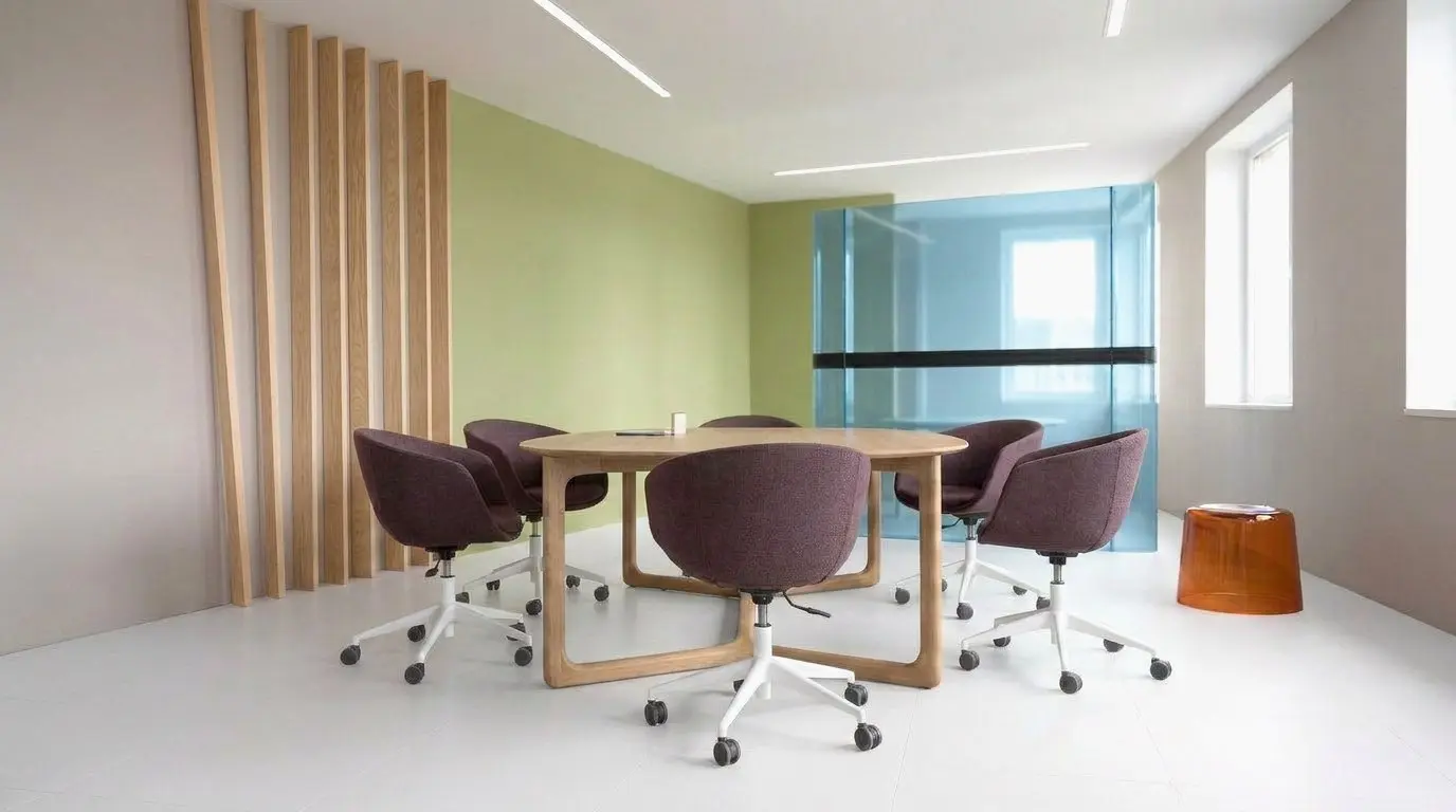 Sala de reunião com mobiliário Requalli